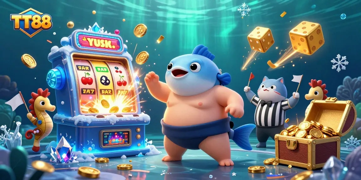 Experience immersive gameplay with TT88 in this vibrant casino scene filled with exciting game elements.