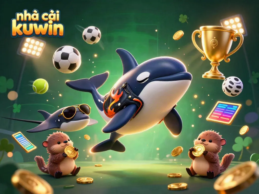 Engage with the immersive scene showcasing the nhà cái kuwin, featuring vibrant characters and gambling elements.