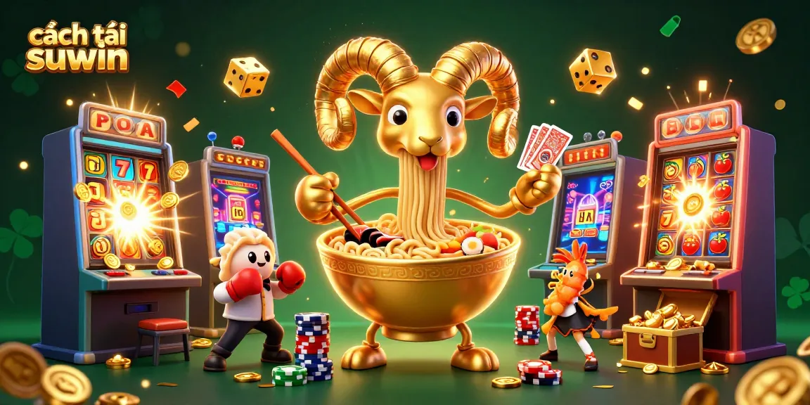 Experience excitement using cách tải suwin with a vibrant scene featuring casino characters and jackpot elements.