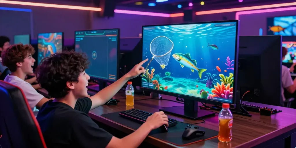 Online gaming experience at https://du88az.net/ highlighting players enjoying a thrilling fishing game.