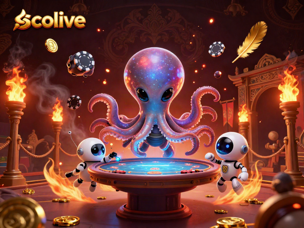 Engage with socolive's exciting alien poker scene, featuring a vibrant octopus and dynamic betting elements.