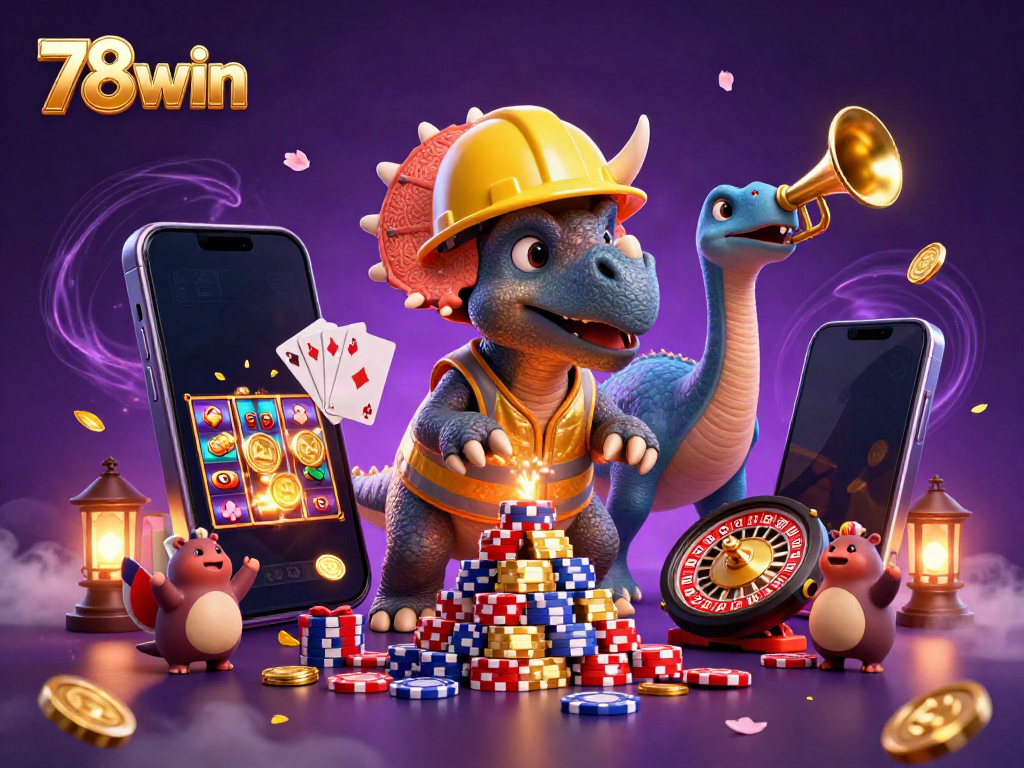 Experience thrilling gaming moments with 78win as cheerful characters celebrate over jackpot excitement.