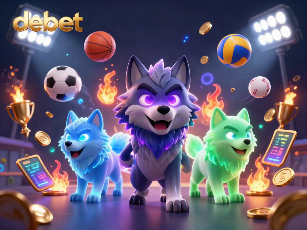 Experience thrilling sports betting with debet amidst dynamic game elements and glowing visuals.