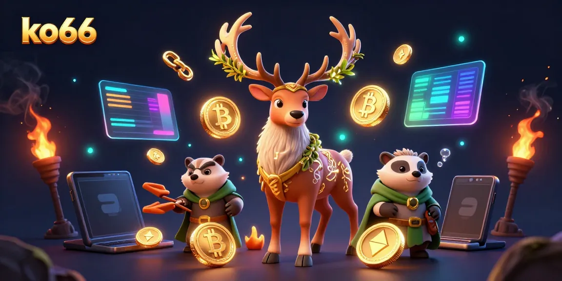 Experience the vibrant excitement of ko66 featuring druid stag and badger with glowing coins.