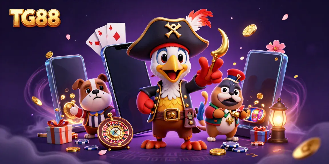 Experience thrilling slots at TG88, featuring vibrant characters and captivating casino elements.