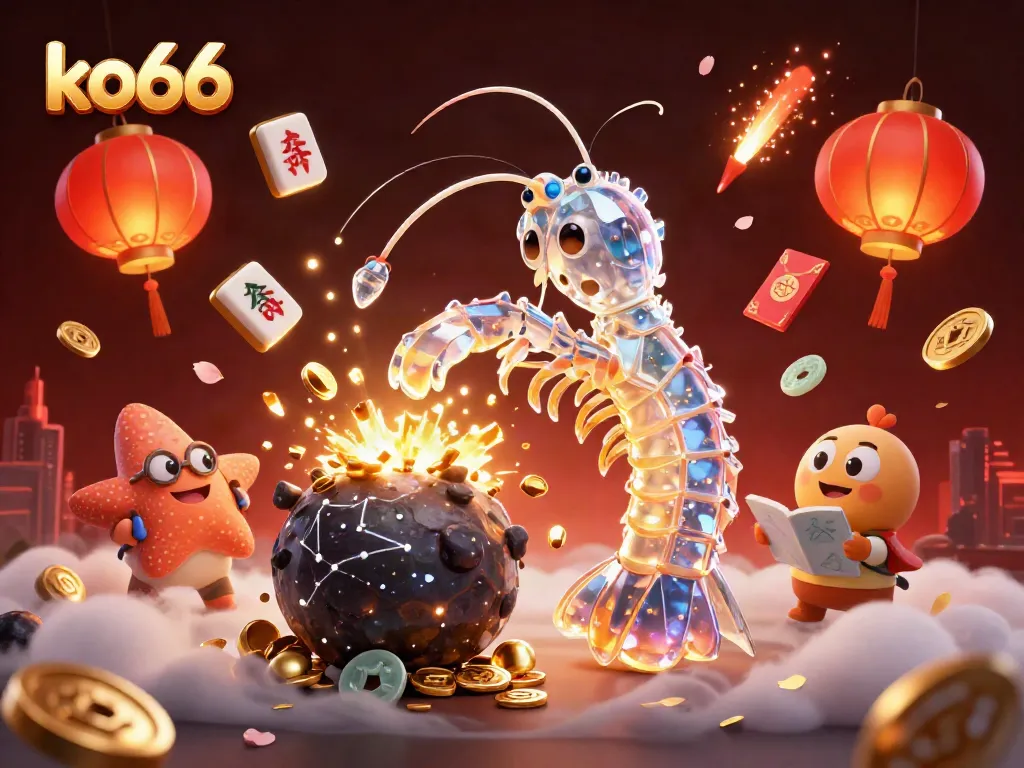 Engage in exciting play at ko66 with vibrant casino elements and characters promoting an online gambling adventure.