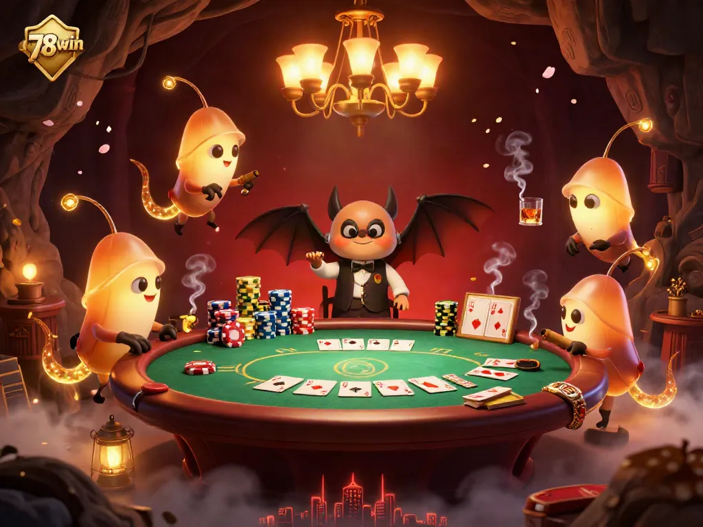 Experience vibrant gambling with 78win in a unique cave casino illuminated by glowworms.