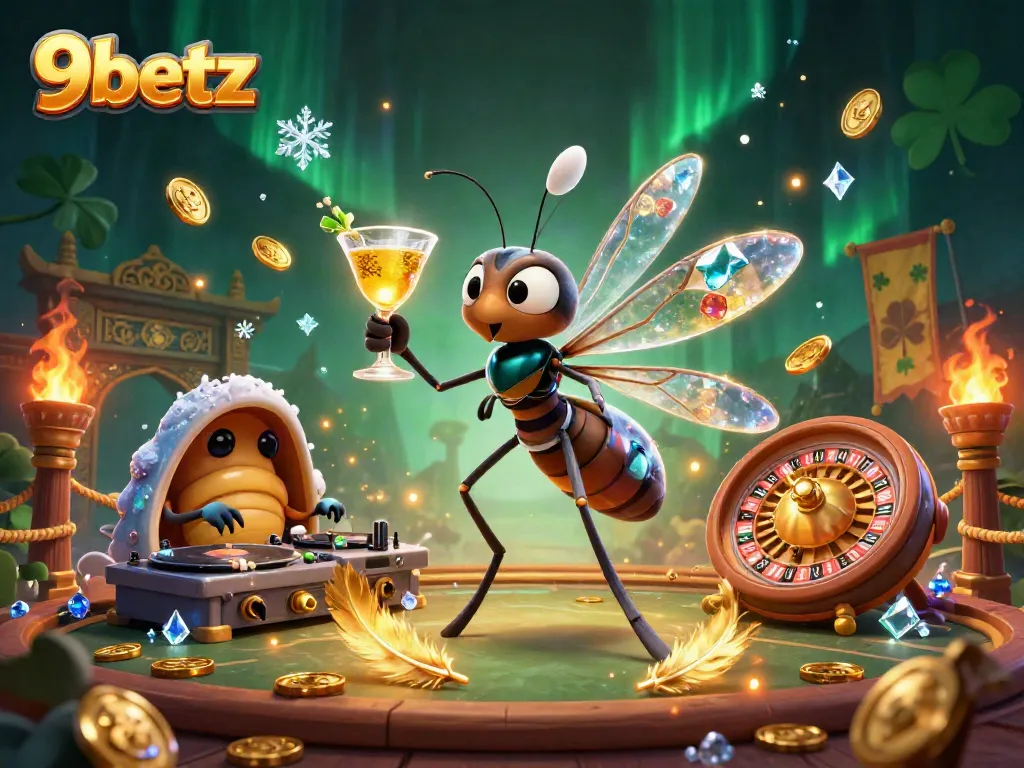 Engage with thrilling casino action at 9betz featuring vibrant characters and dynamic gambling elements.