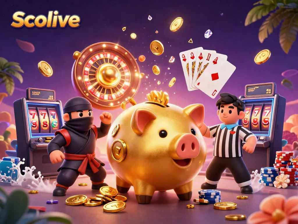 Engage with Socolive's thrilling gambling scene, featuring lively characters and dynamic casino elements.