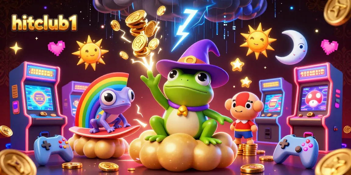 Experience the thrill of hitclub1 with vibrant casino-themed characters and gold coins bursting in action.