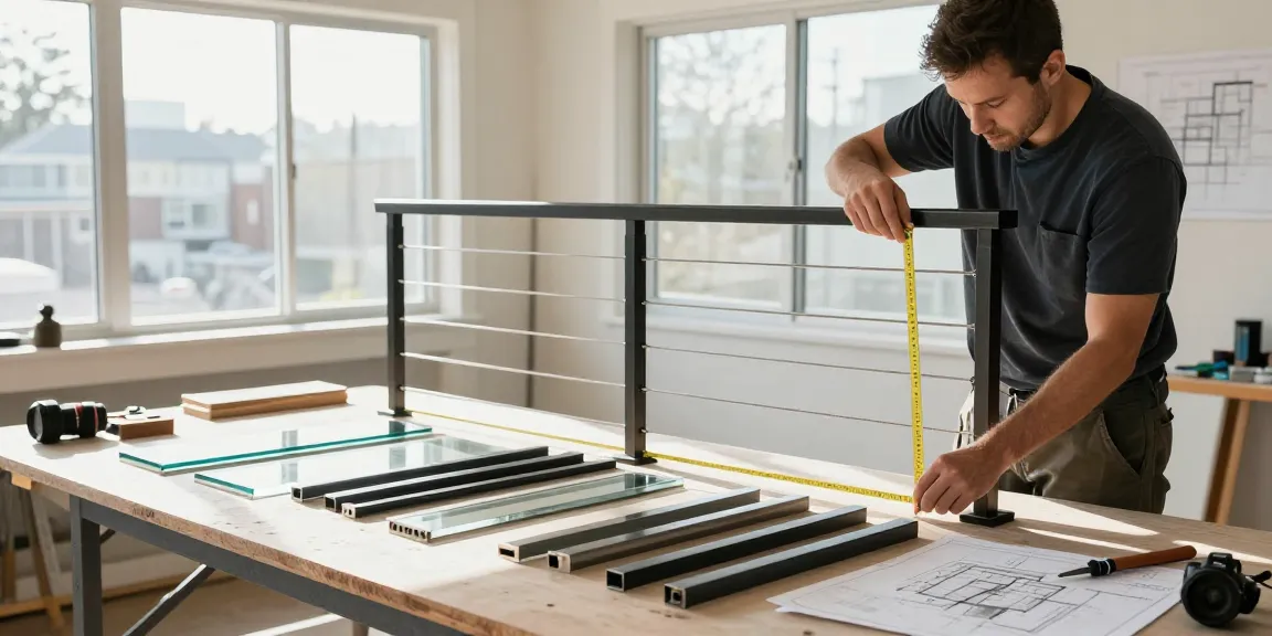 Custom railing Vancouver workshop scene with craftsman creating metal railings, showcasing design precision.