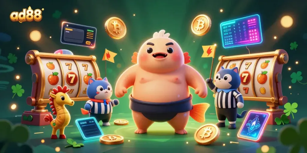 Engage in thrilling gameplay at ad88 with a lively underwater casino filled with crypto elements.