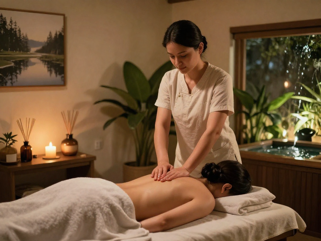 Soothe your stress with 의왕출장안마 in a calming massage therapy room.