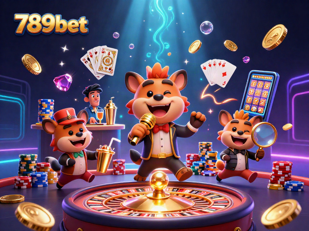 Experience the vibrant 789bet casino atmosphere with hyenas in a comedy club scene.