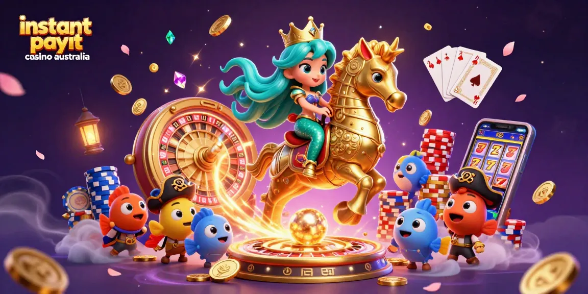 Win big at instant payout casino Australia with a 3D cartoon adventure featuring enchanting characters and vibrant casino elements.