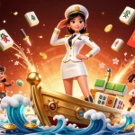 Tại đây showcases an exquisite Asian woman commanding a vibrant casino scene filled with gambling elements.