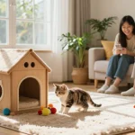 Cat Condos provide a playful, cozy environment for kittens in a family living room.