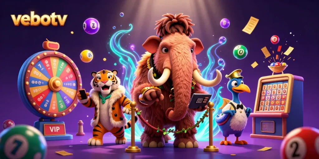 Experience the excitement of vebotv with a vibrant scene of casino characters and dynamic elements.