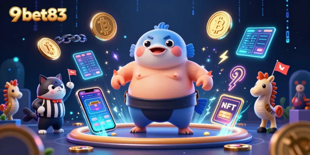 9bet83 entertains players with vibrant underwater casino games featuring a blowfish, catfish, and seahorse.
