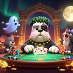 Experience sc88's thrilling card games with unique characters at a lively casino table.