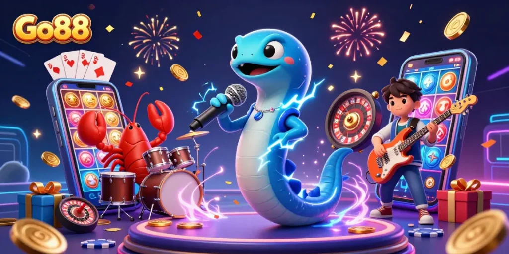 Join the thrill at Go88 and spin lively slot games with vibrant 3D characters in an underwater casino.