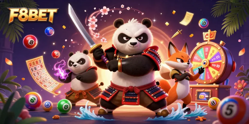 Catch the excitement at F8BET with a fierce samurai panda and dynamic casino elements!