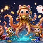 Experience thrilling wins with qq8886 in a vibrant casino scene featuring a colossal kraken.