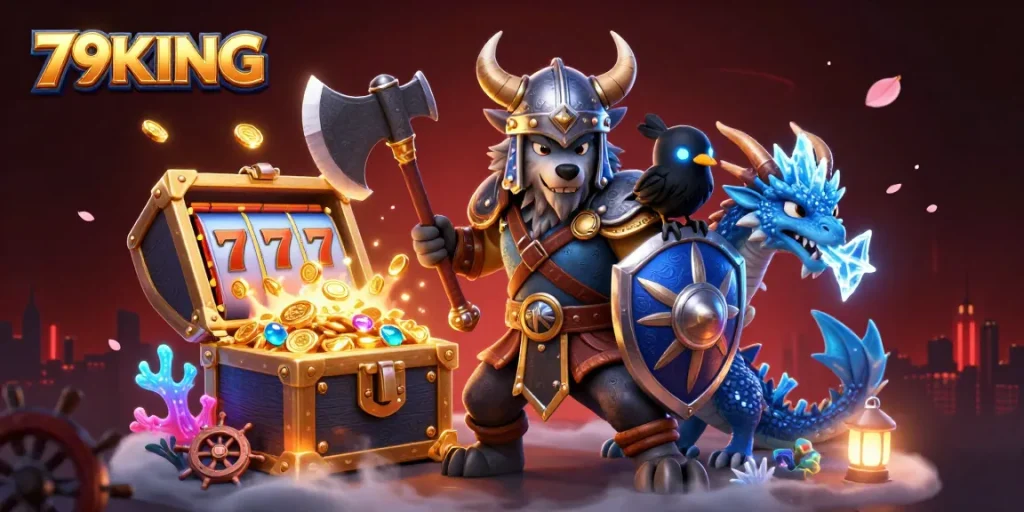 Experience thrilling gaming at 79KING with Viking warriors and winning slot action.