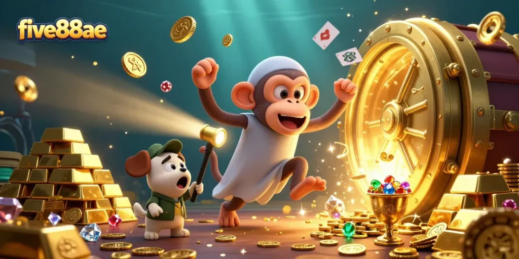 Experience thrilling moments at five88ae with vibrant casino atmosphere and exciting gaming action featuring golden treasures.