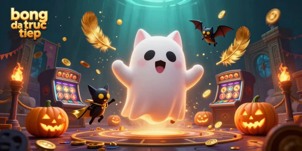 Experience the excitement of bong da truc tiep with a vibrant 3D scene featuring playful characters and dynamic casino elements.