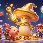 Experience excitement at nhà cái AO88 with a vibrant 3D illustration of casino magic, treasures, and gaming.