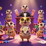 Phtaya-1 casino meerkats engaging in thrilling gaming with roulette and poker elements