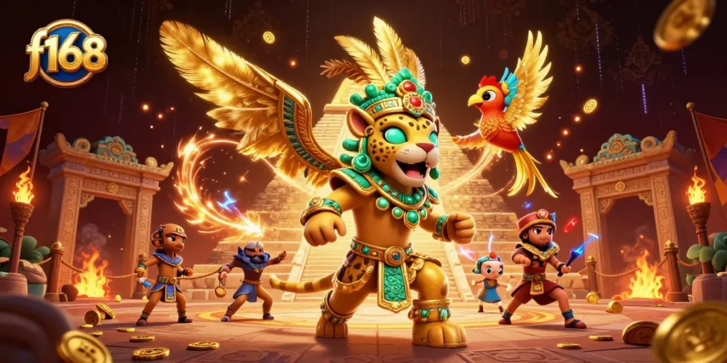 Explore winning strategies at f168 in a vibrant casino-themed 3D scene featuring dynamic characters and elements.