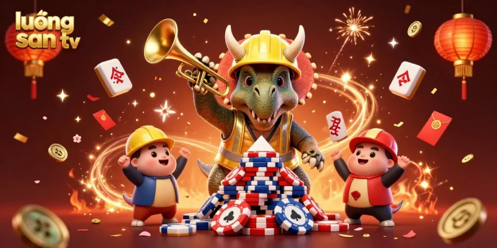 Engage with lương sơn tv through a vibrant, celebratory gambling illustration